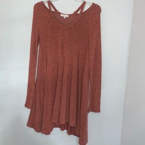 On the Road Heather Burnt Orange Long Sleeve Top